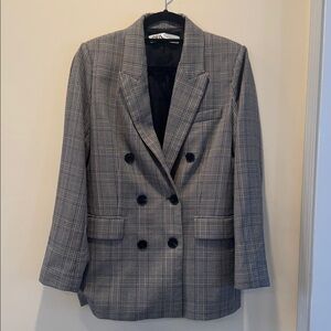 Zara Black and Brown Checkered women’s Blazer Medium